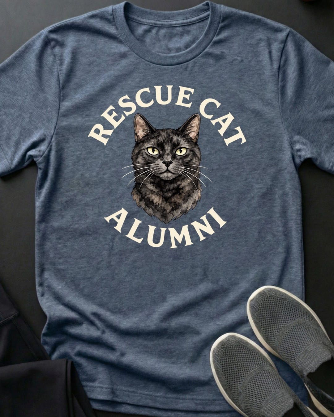 Rescue Cat Alumni Tee in Heather Indigo