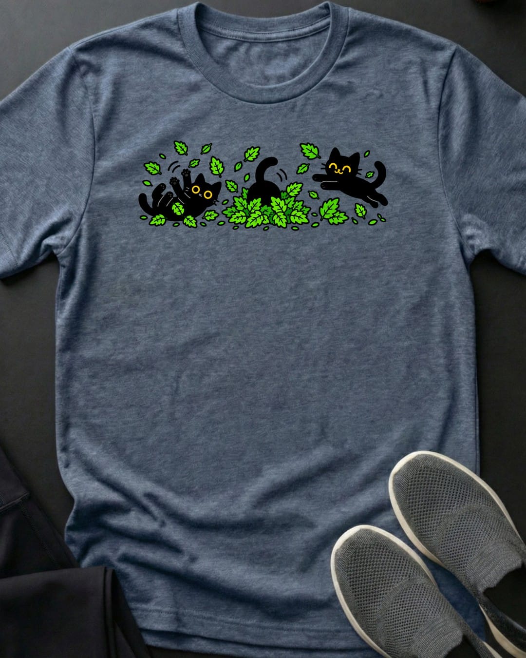 Catnip Zoomies Tee in Heather Indigo