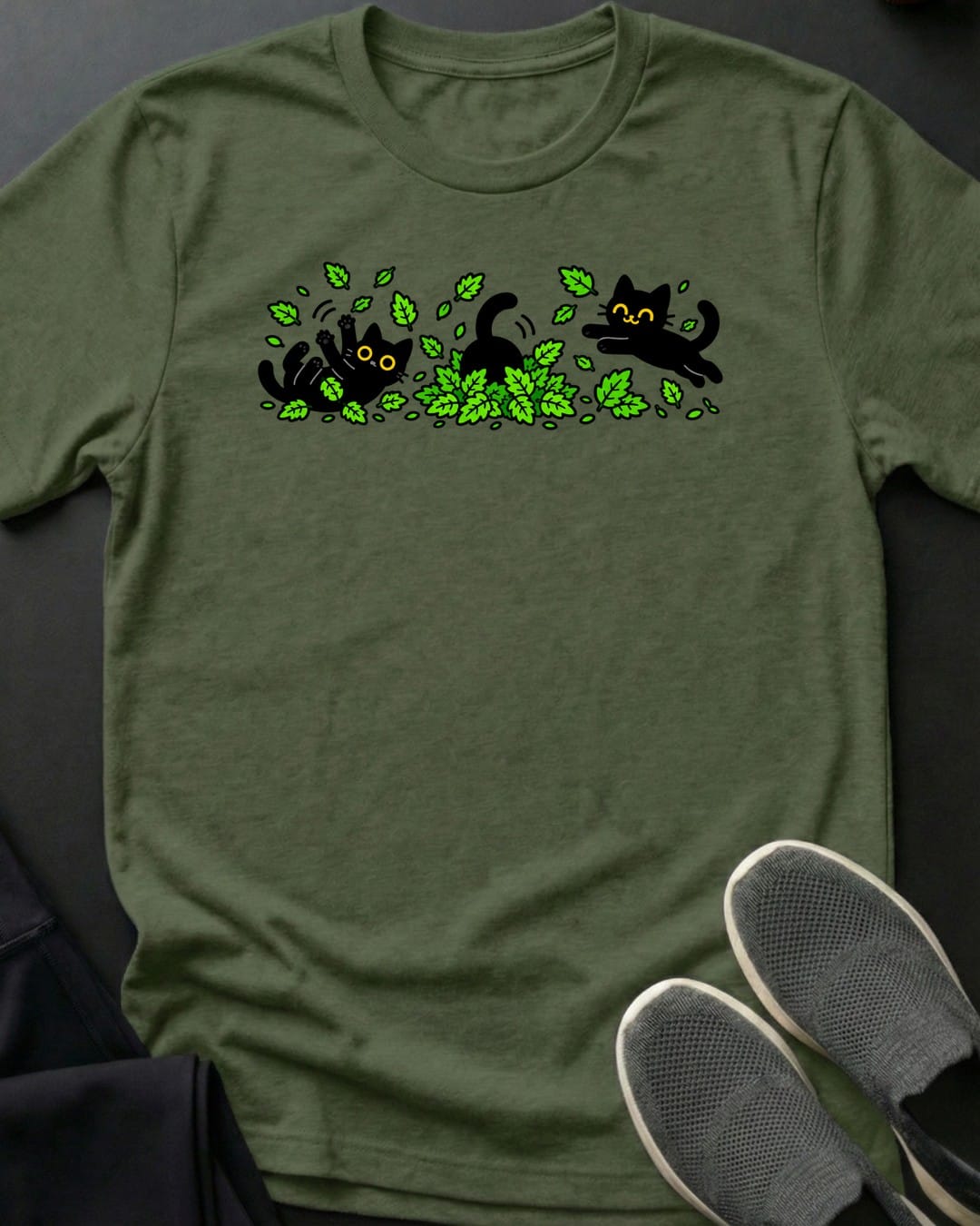 Catnip Zoomies Tee in Military Green