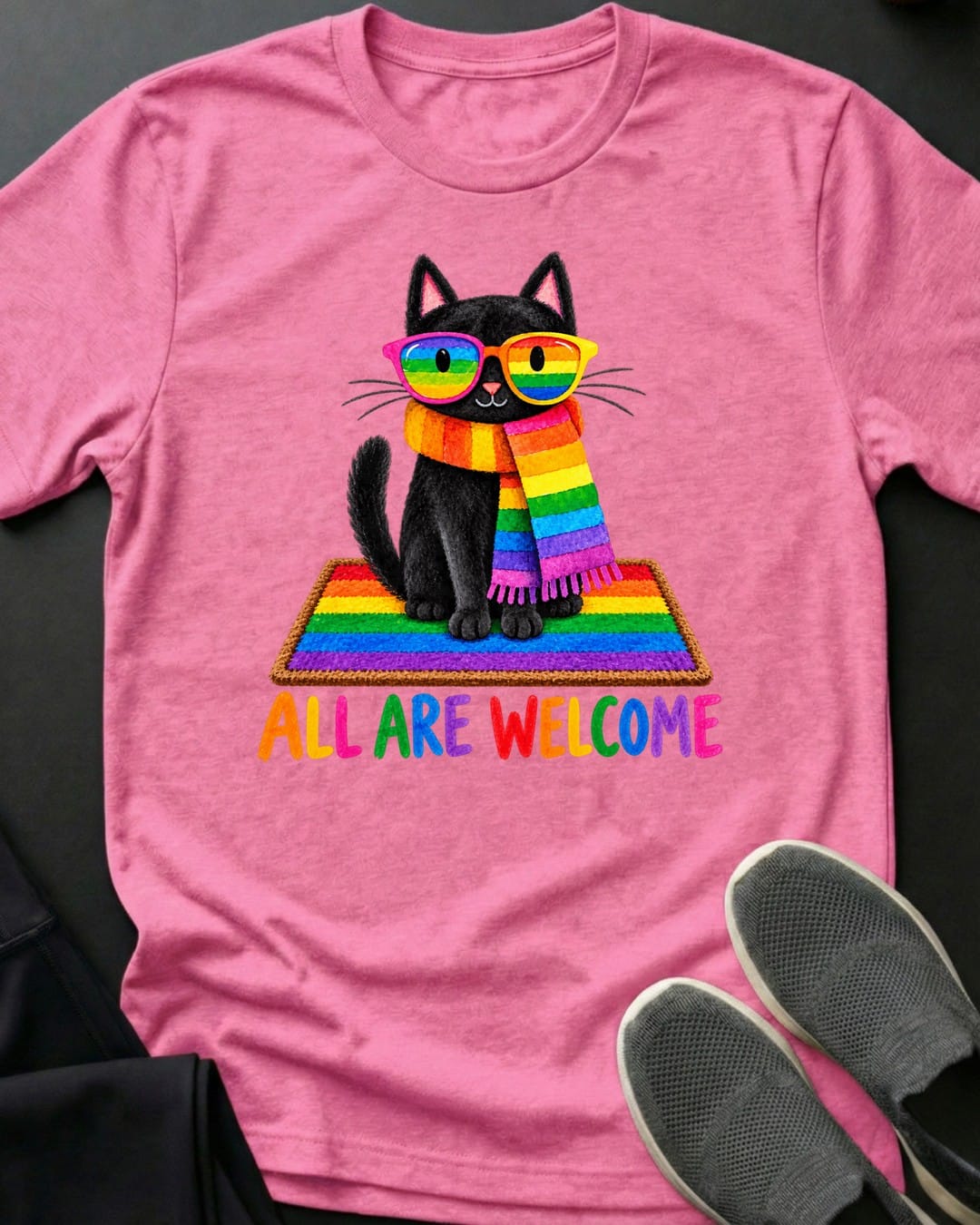 All Are Welcome Tee in Azalea