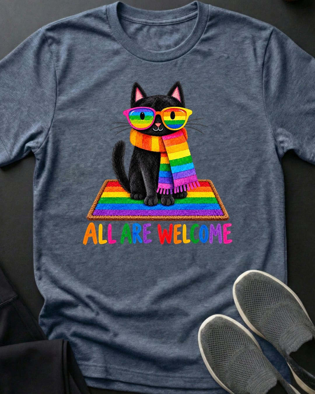 All Are Welcome Tee in Heather Indigo