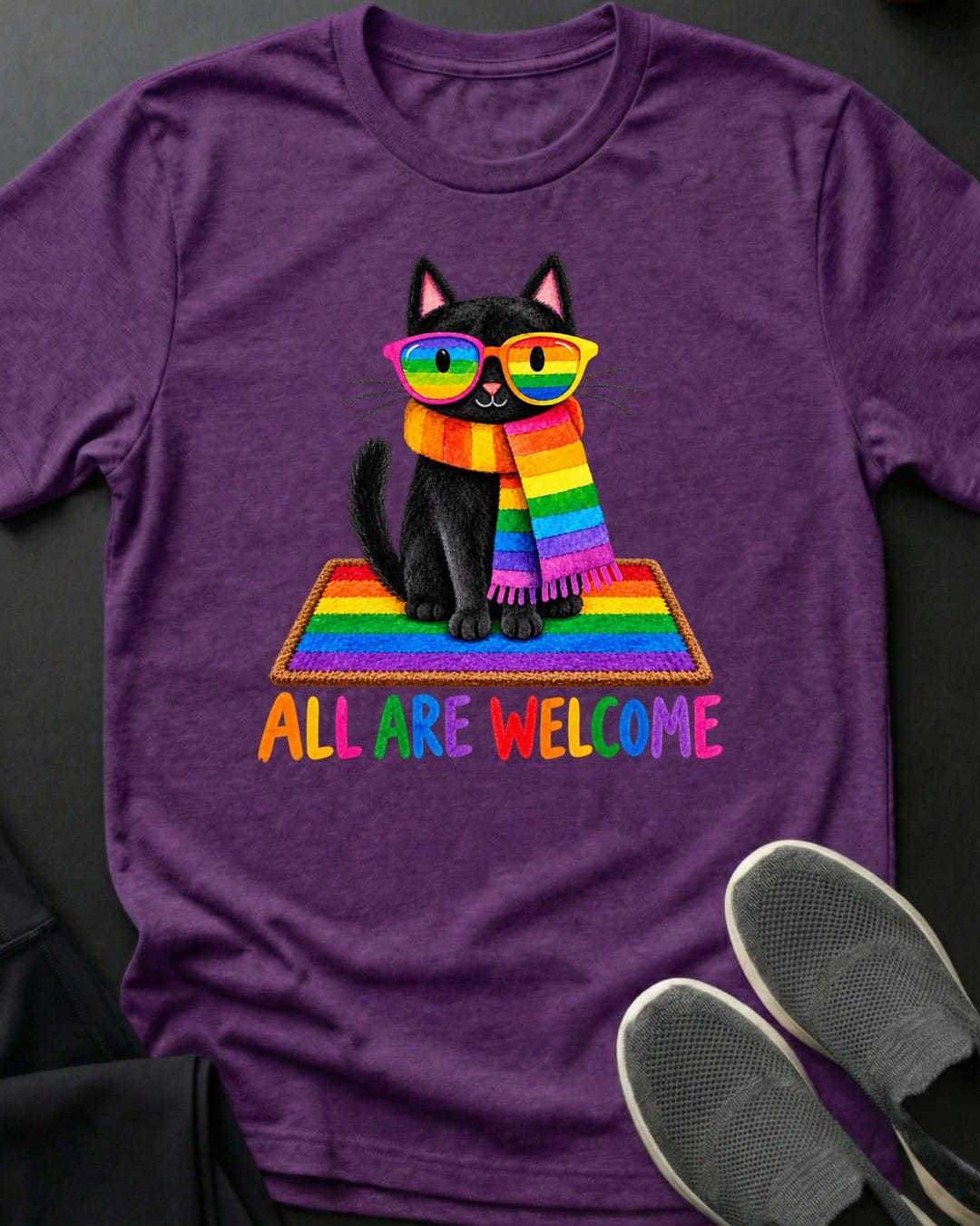 All Are Welcome Tee in Purple