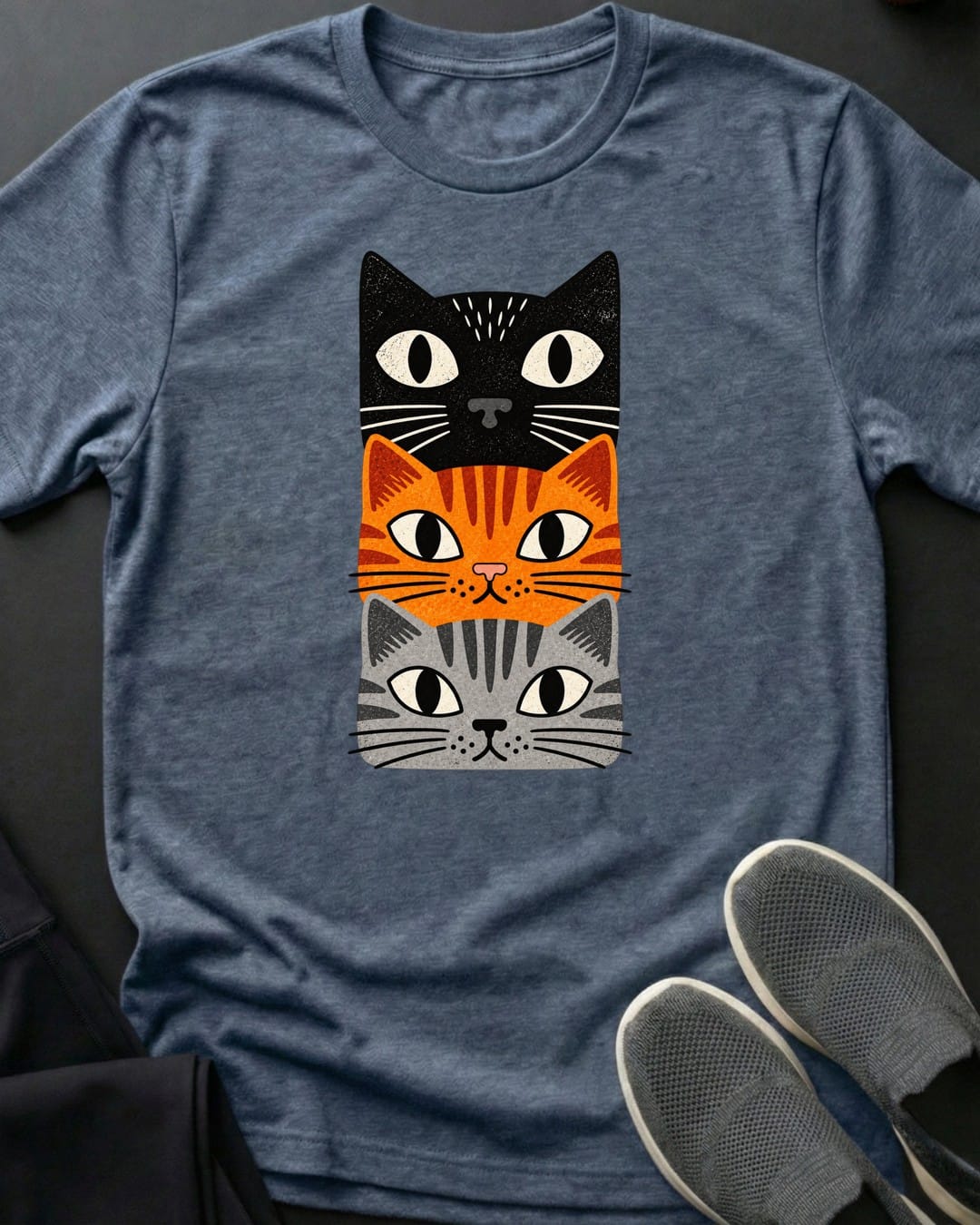 Triple Stack Tee in Heather Indigo