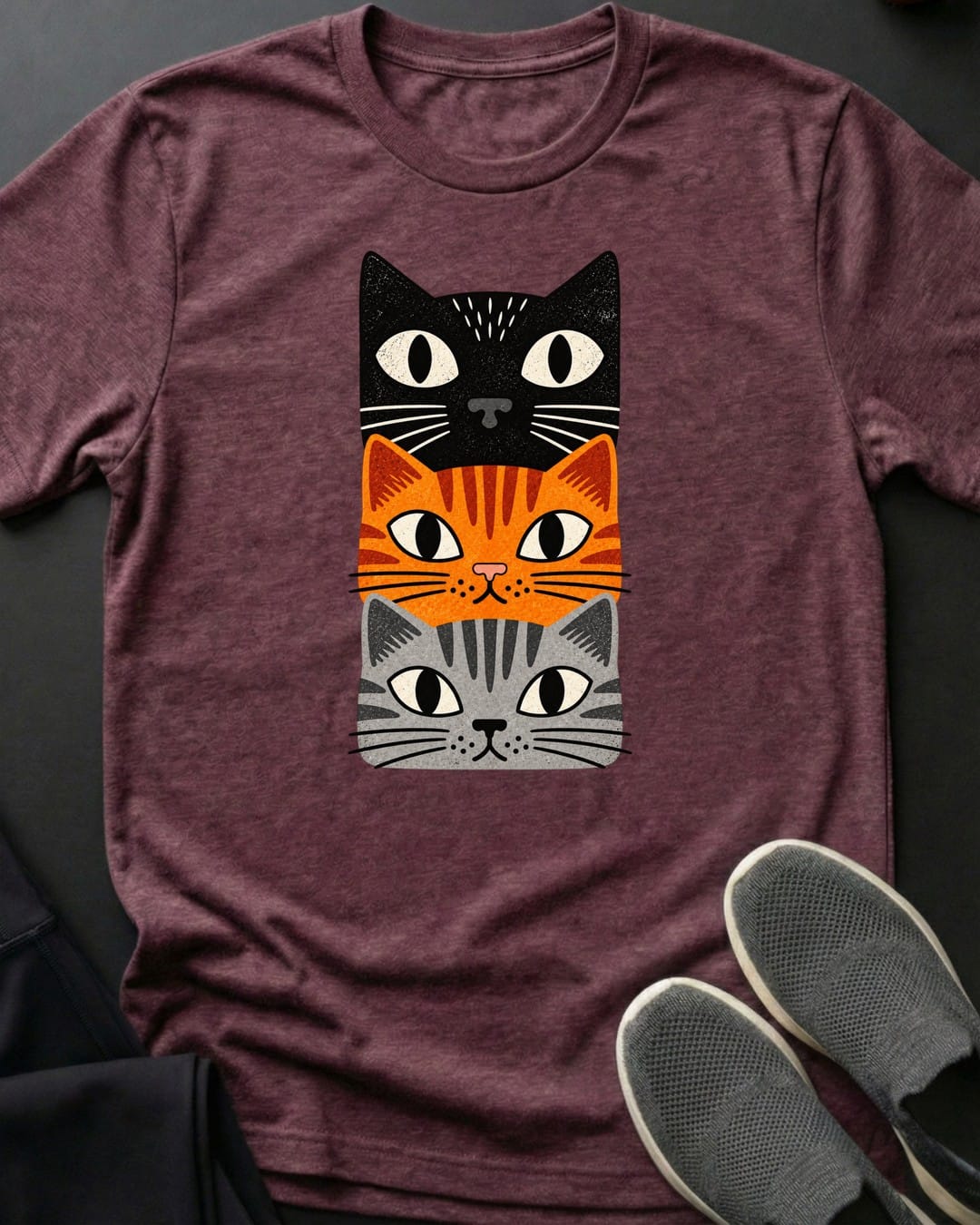 Triple Stack Tee in Heather Maroon