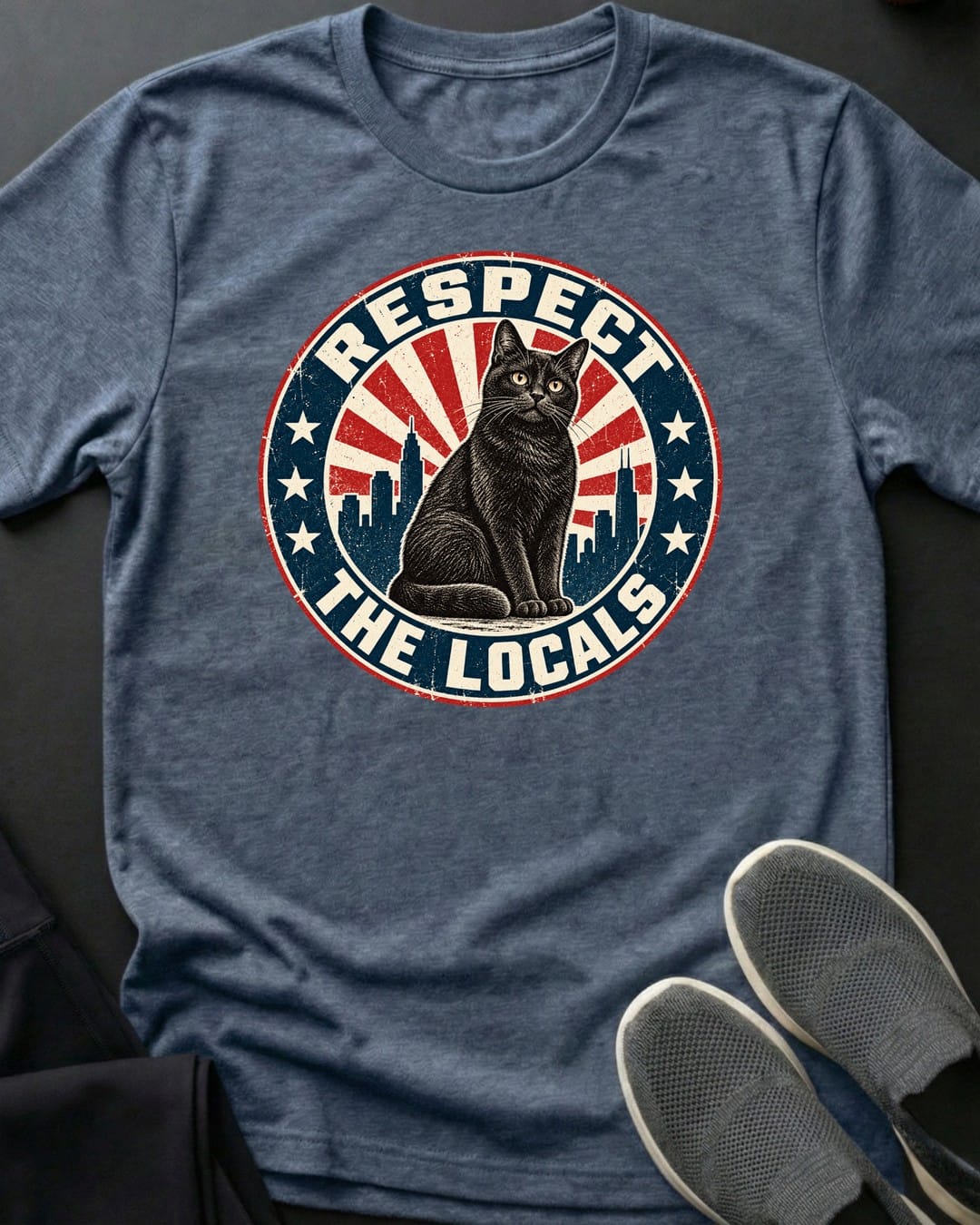 Respect The Locals Tee in Heather Indigo