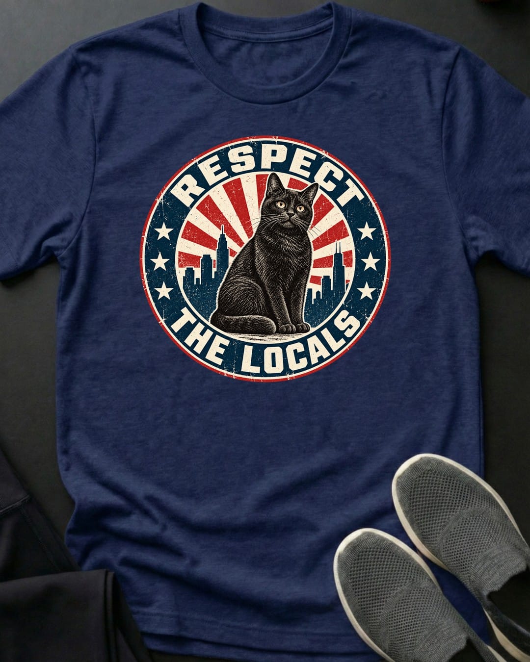 Respect The Locals Tee in Navy