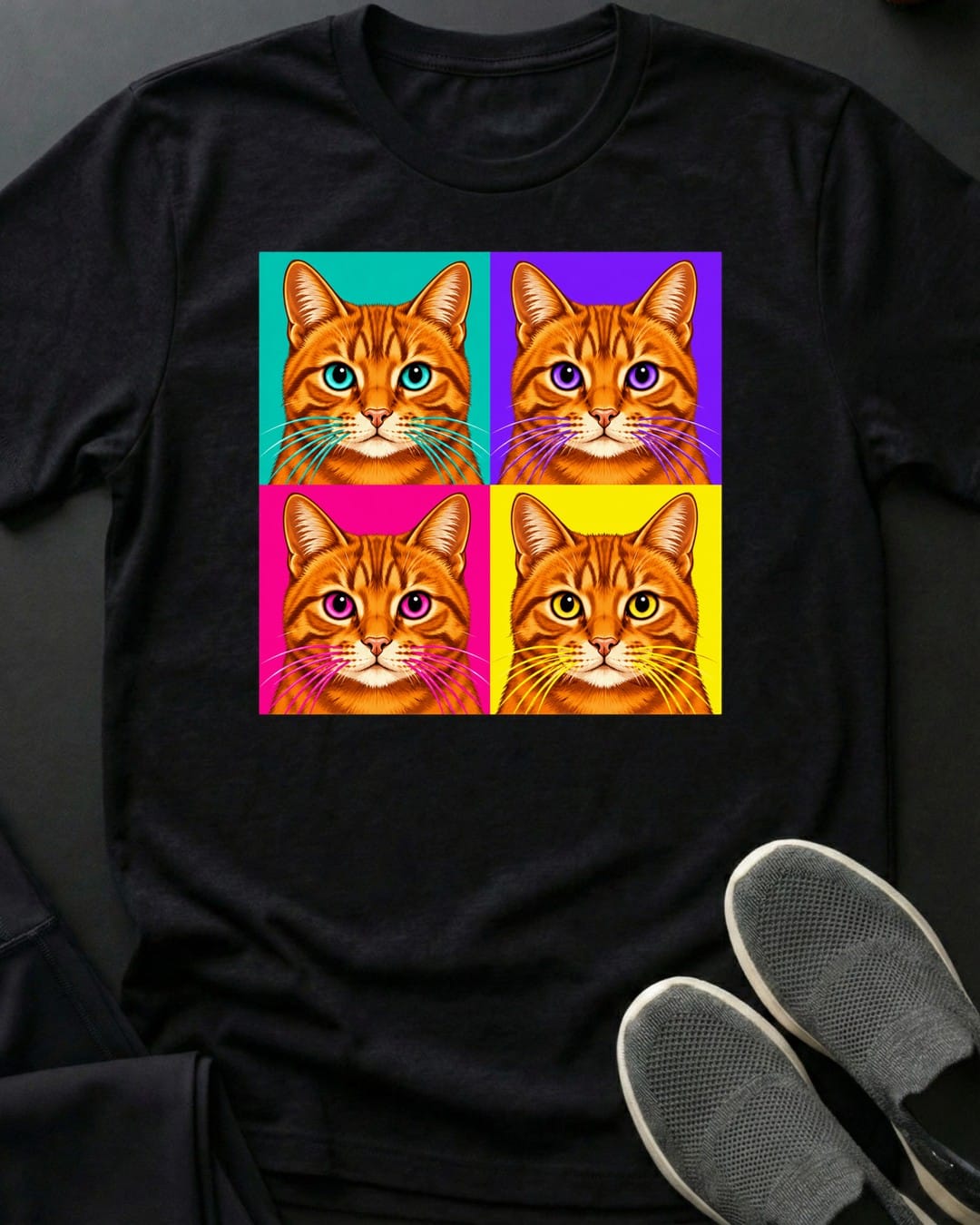 Orange Pop Art Tee in Black