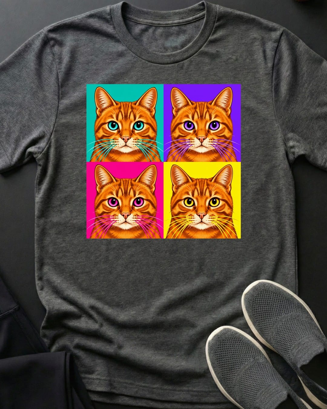 Orange Pop Art Tee in Dark Heather