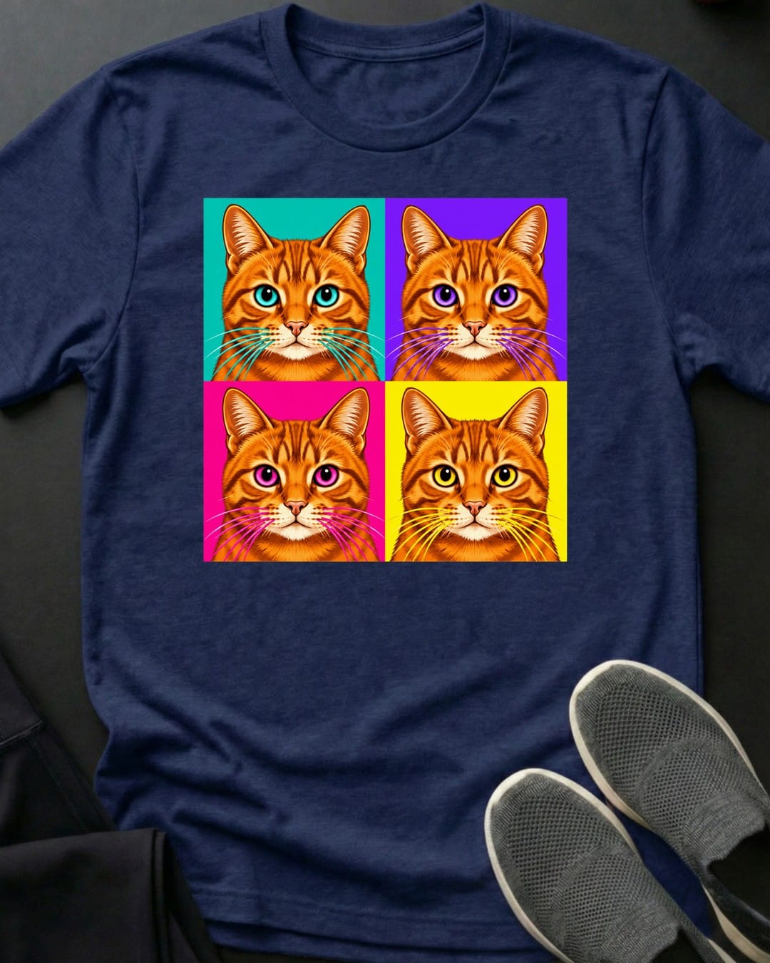 Orange Pop Art Tee in Navy