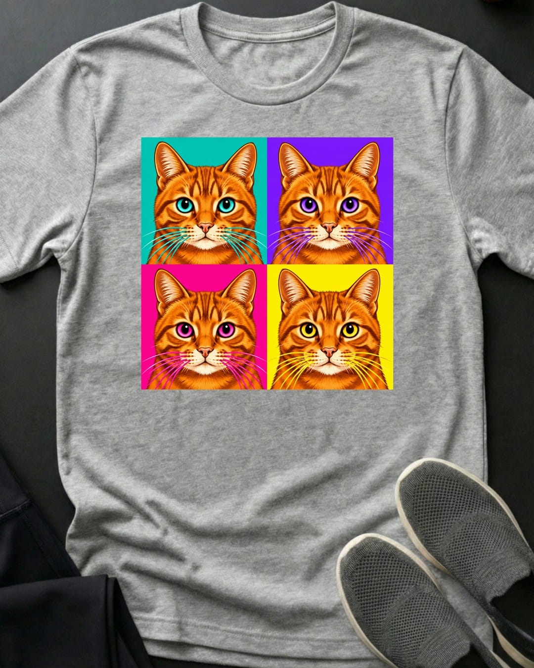 Orange Pop Art Tee in Sport Grey