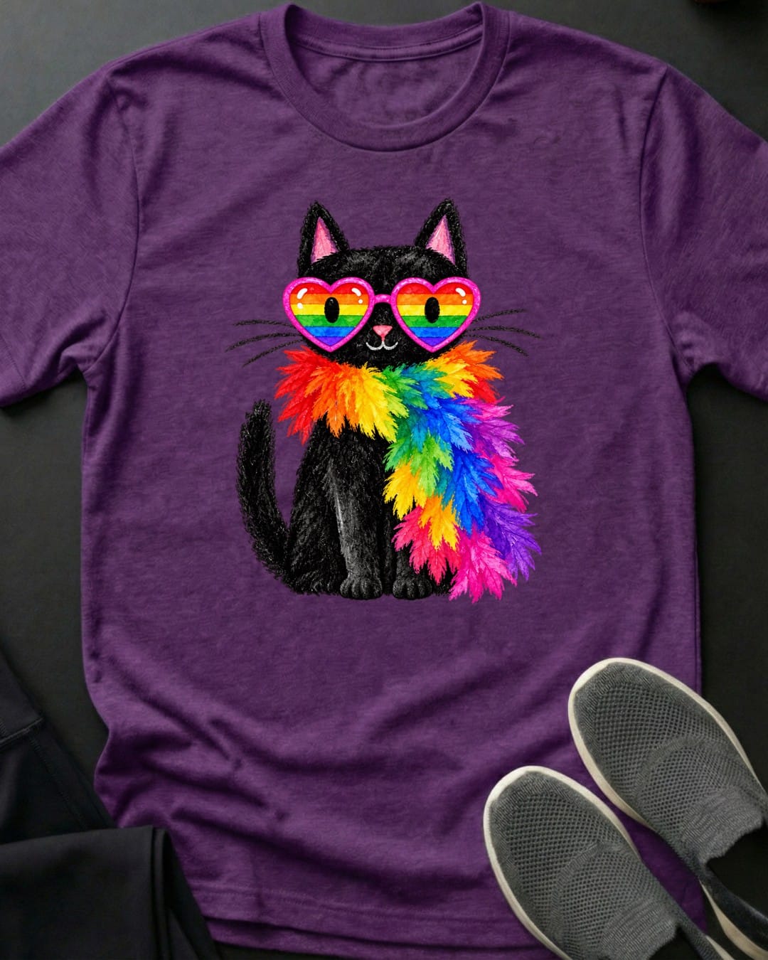 Feather Boa Cat Tee in Purple