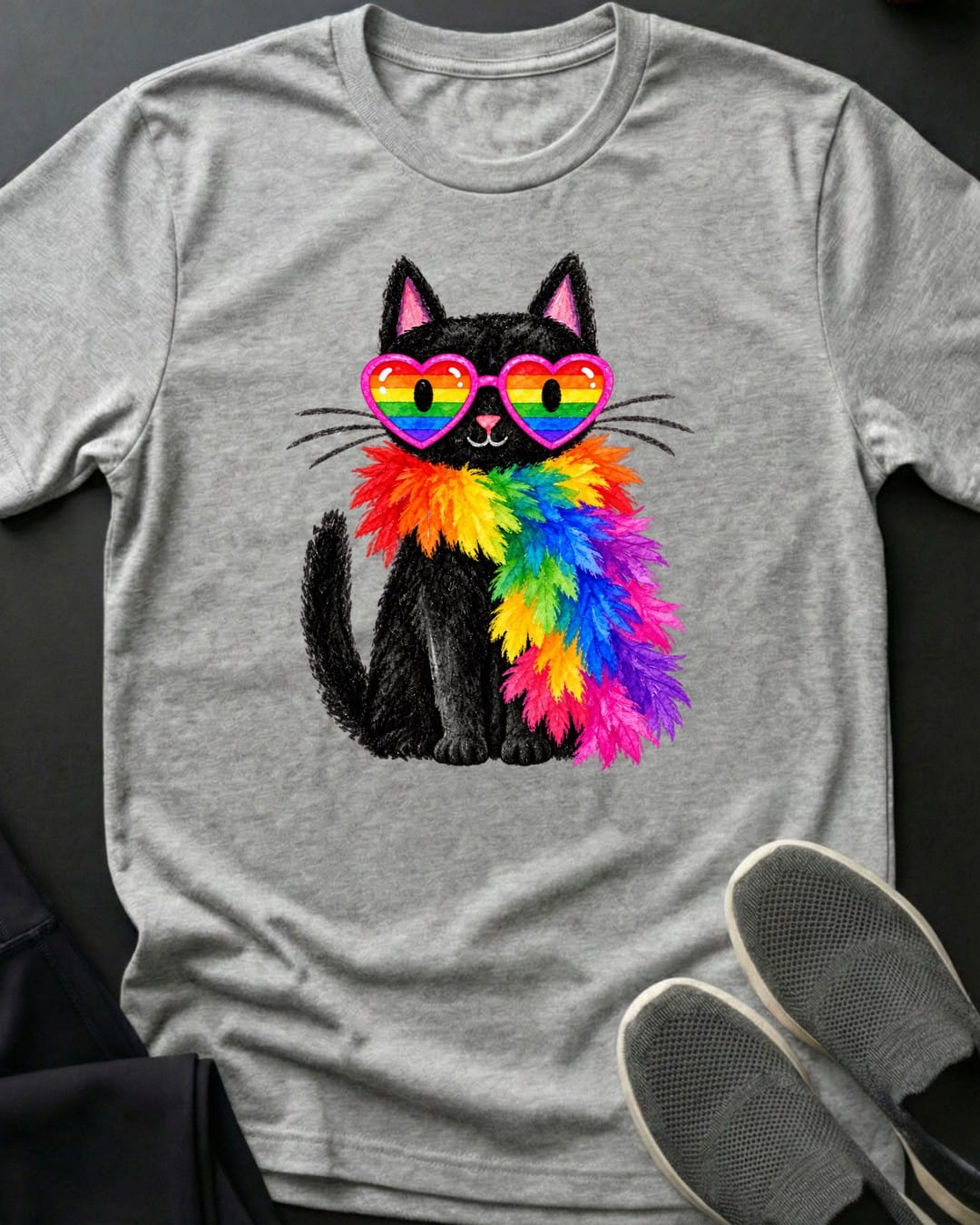 Feather Boa Cat Tee in Sport Grey