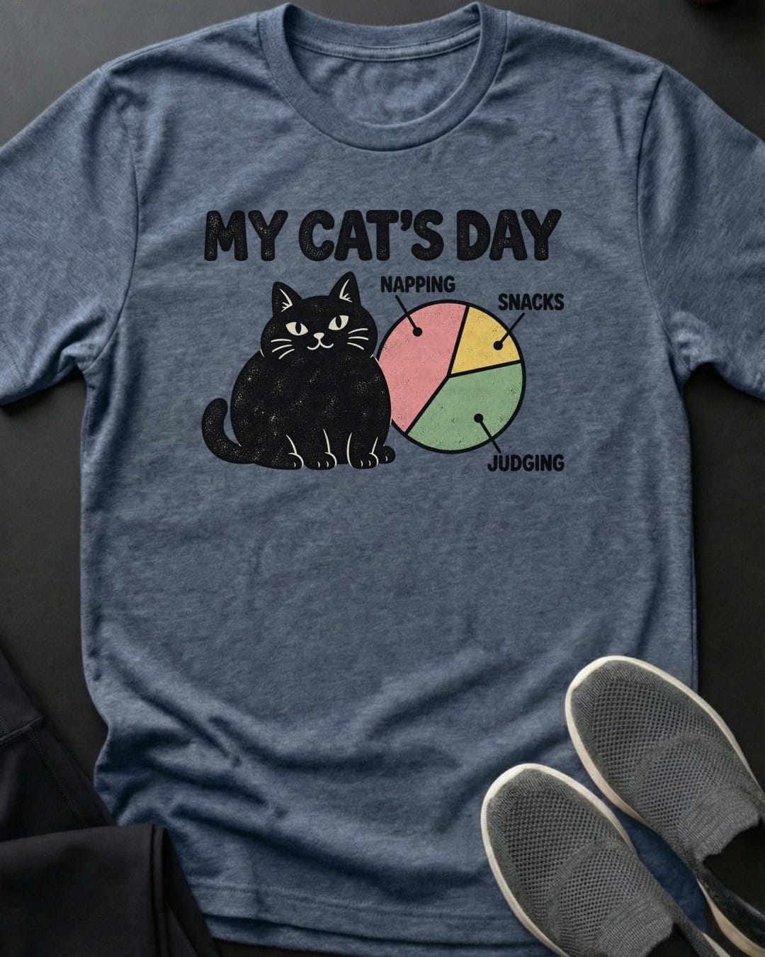 My Cat's Day Tee in Heather Indigo