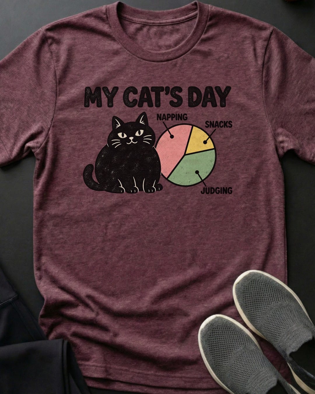 My Cat's Day Tee in Heather Maroon