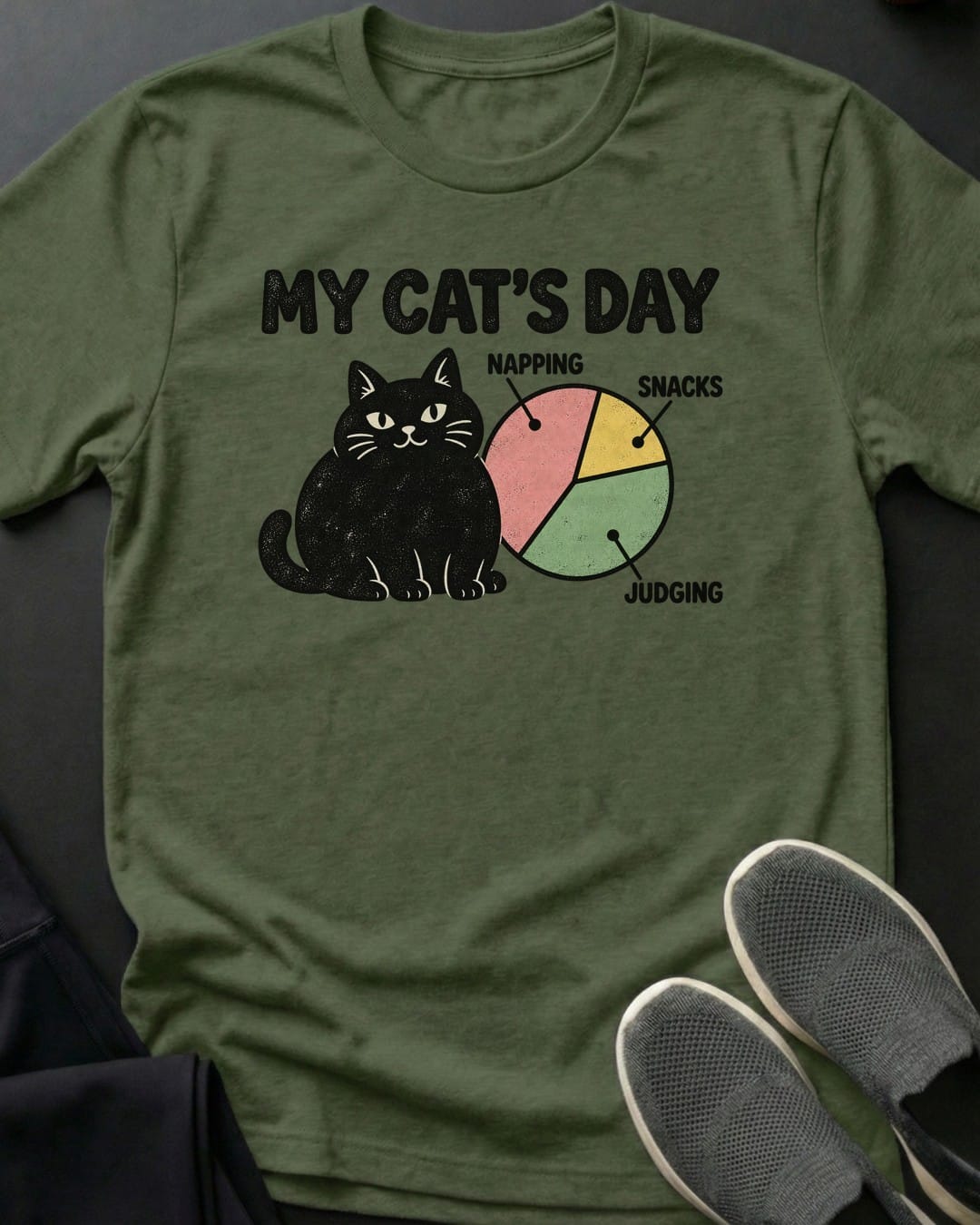 My Cat's Day Tee in Military Green