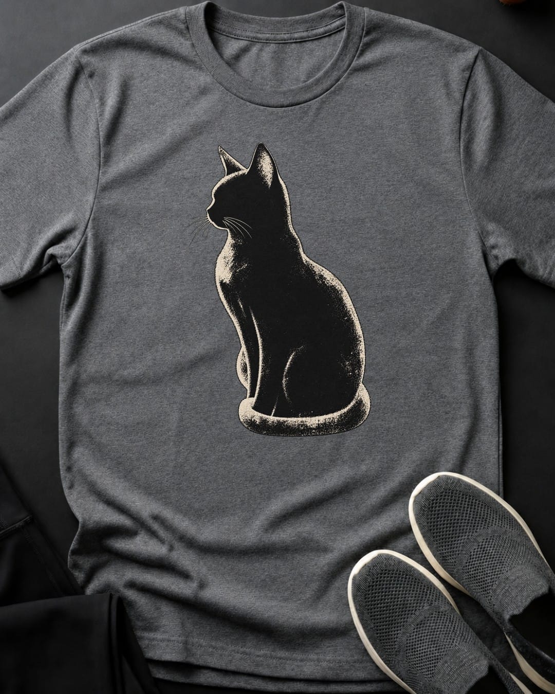 Midnight Glow Cat Tee in Graphite Heather