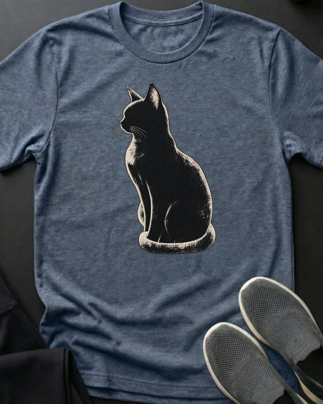 Midnight Glow Cat Tee in Heather Indigo