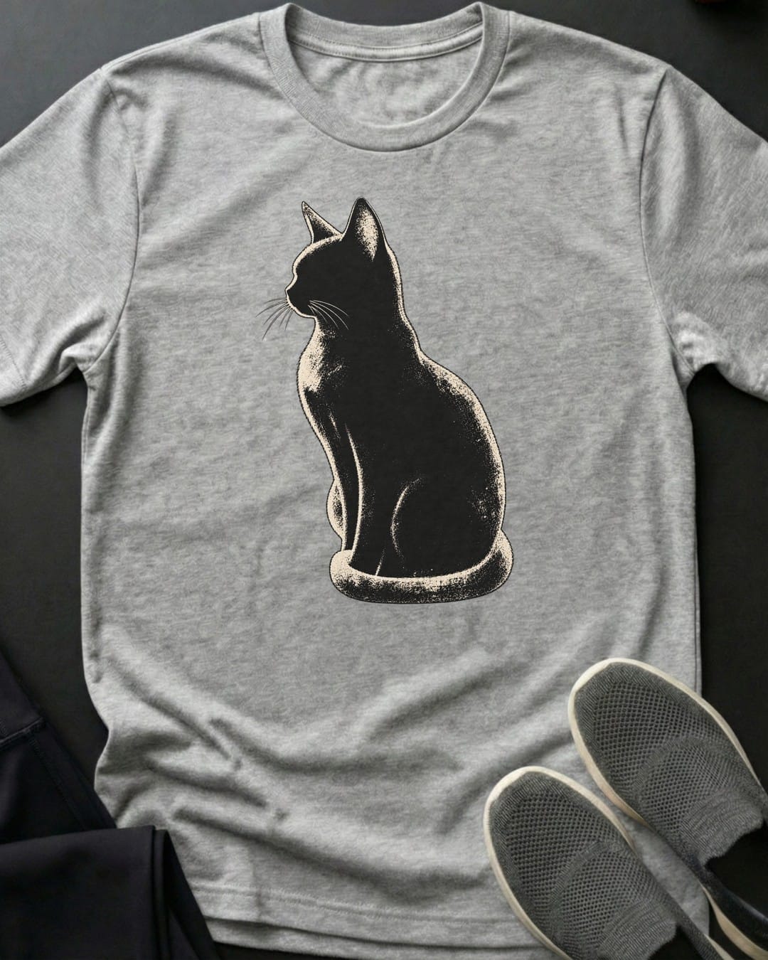 Midnight Glow Cat Tee in Sport Grey