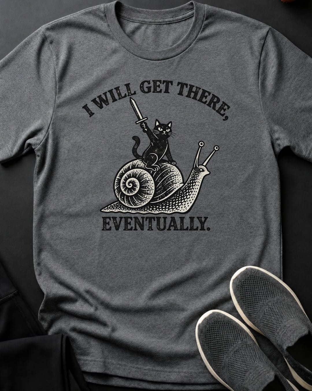 I Will Get There Eventually Tee in Graphite Heather
