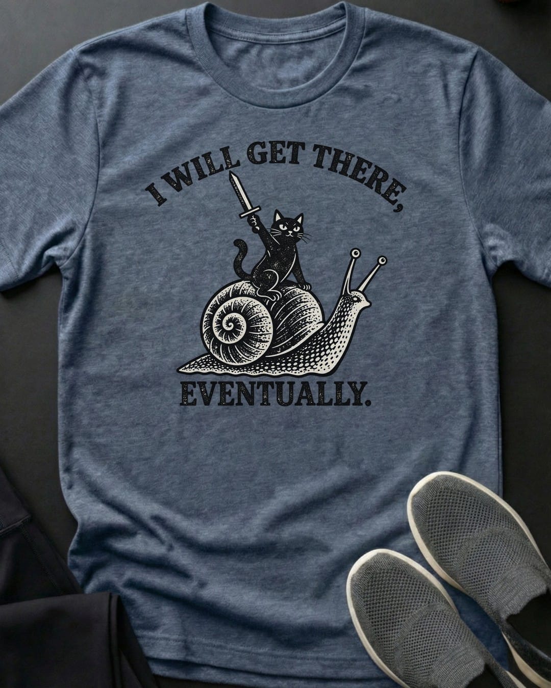 I Will Get There Eventually Tee in Heather Indigo