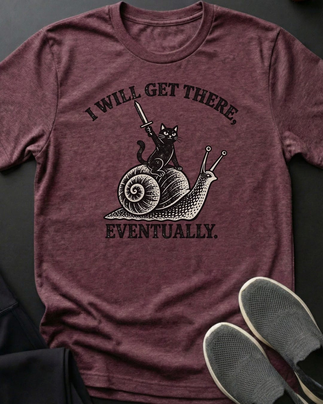 I Will Get There Eventually Tee in Heather Maroon