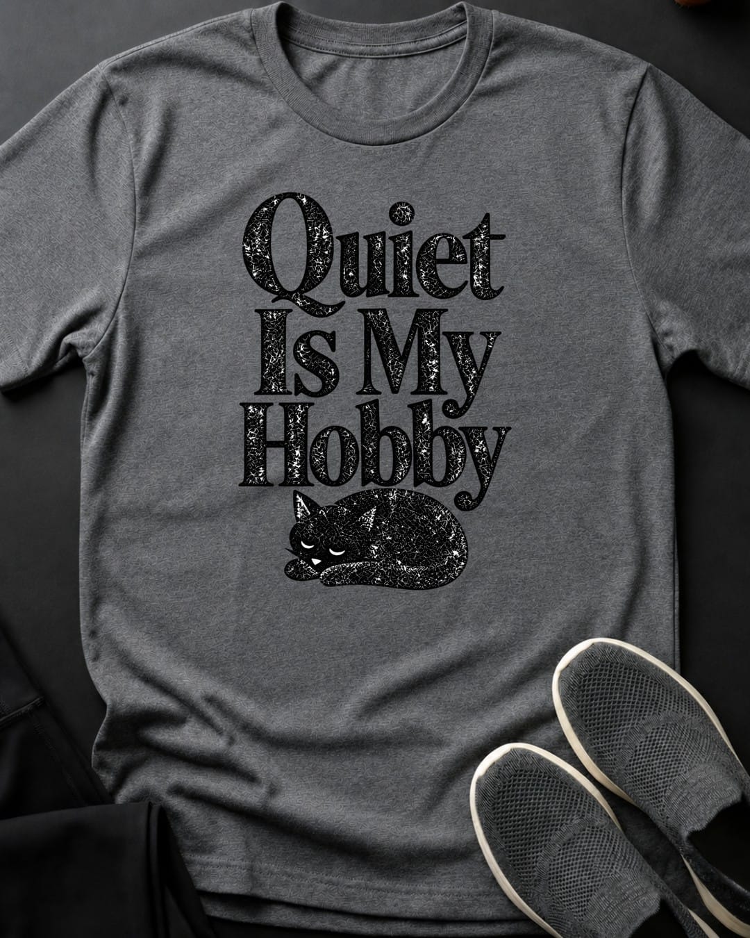 Quiet Is My Hobby Tee in Graphite Heather