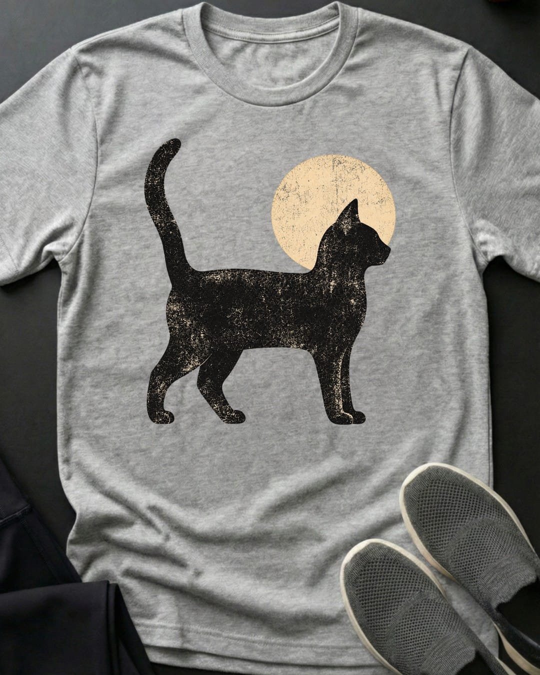 Moon Walk Cat Tee in Sport Grey