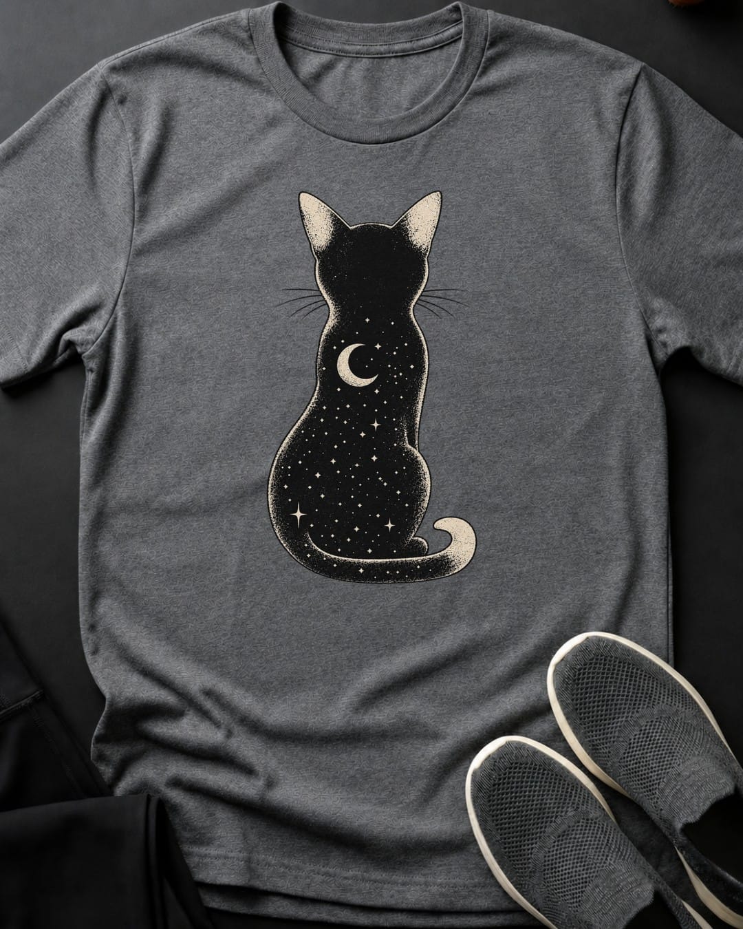 Starry Back Cat Tee in Graphite Heather