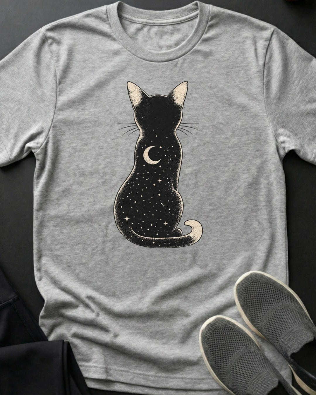 Starry Back Cat Tee in Sport Grey