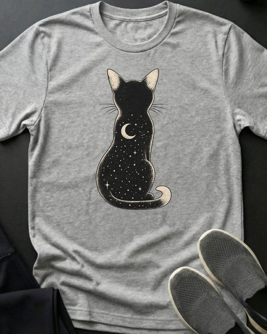 Starry Back Cat Tee in Sport Grey