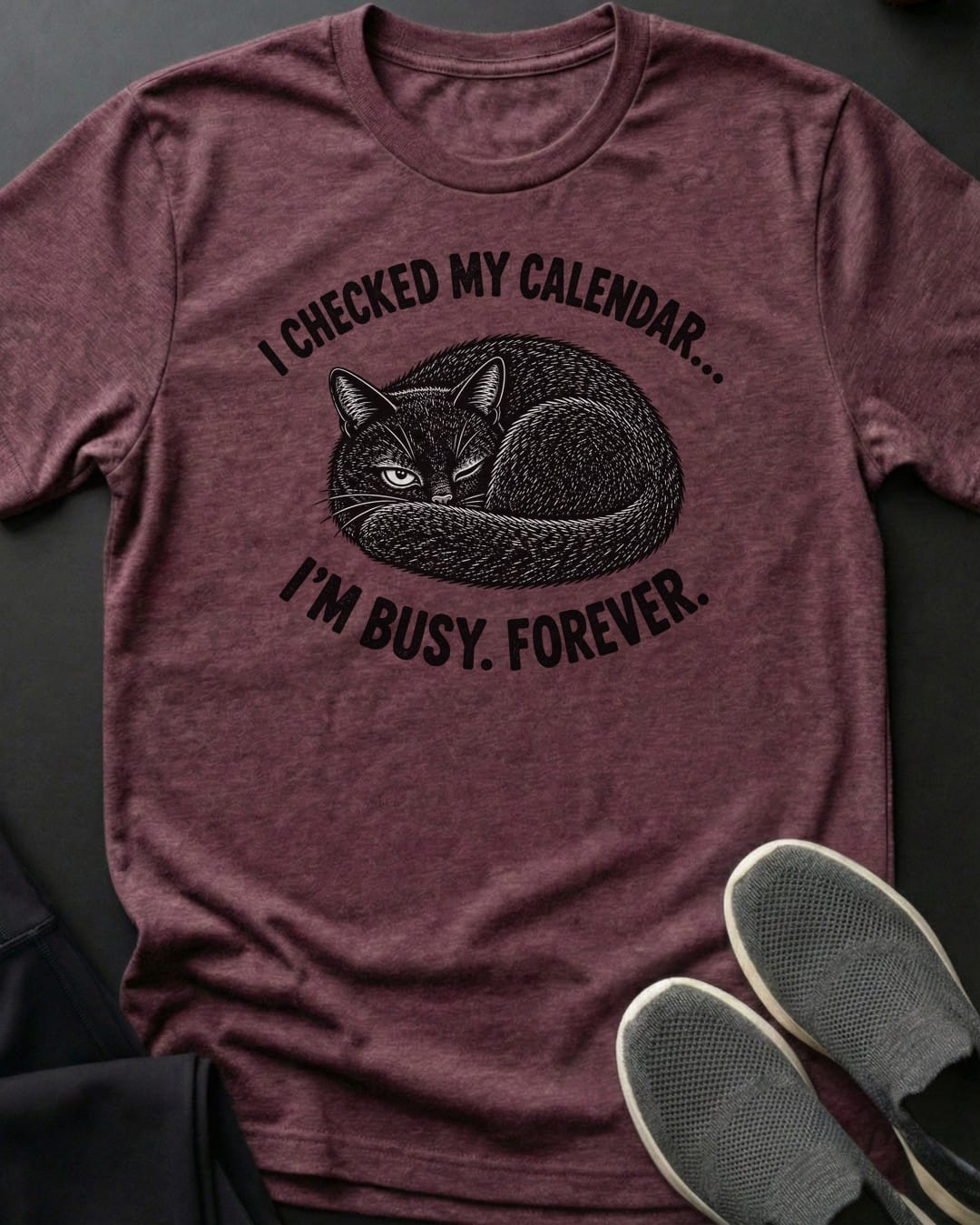 Busy Forever Tee in Heather Maroon