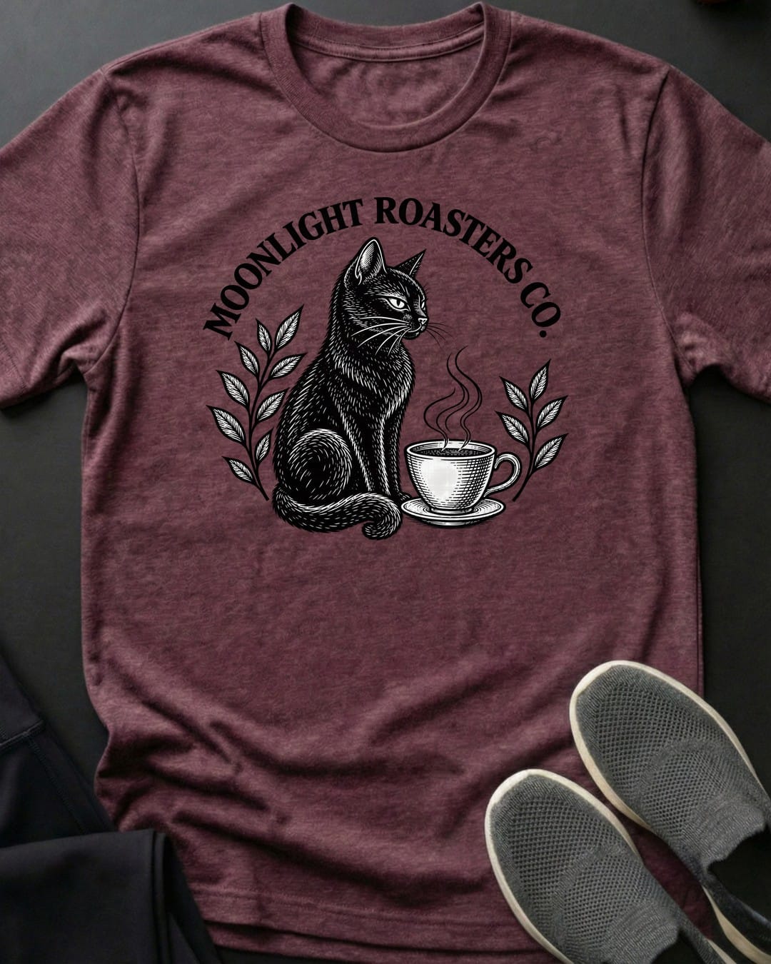 Moonlight Roasters Tee in Heather Maroon