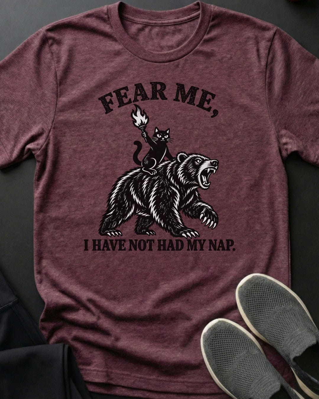 Fear Me No Nap Tee in Heather Maroon