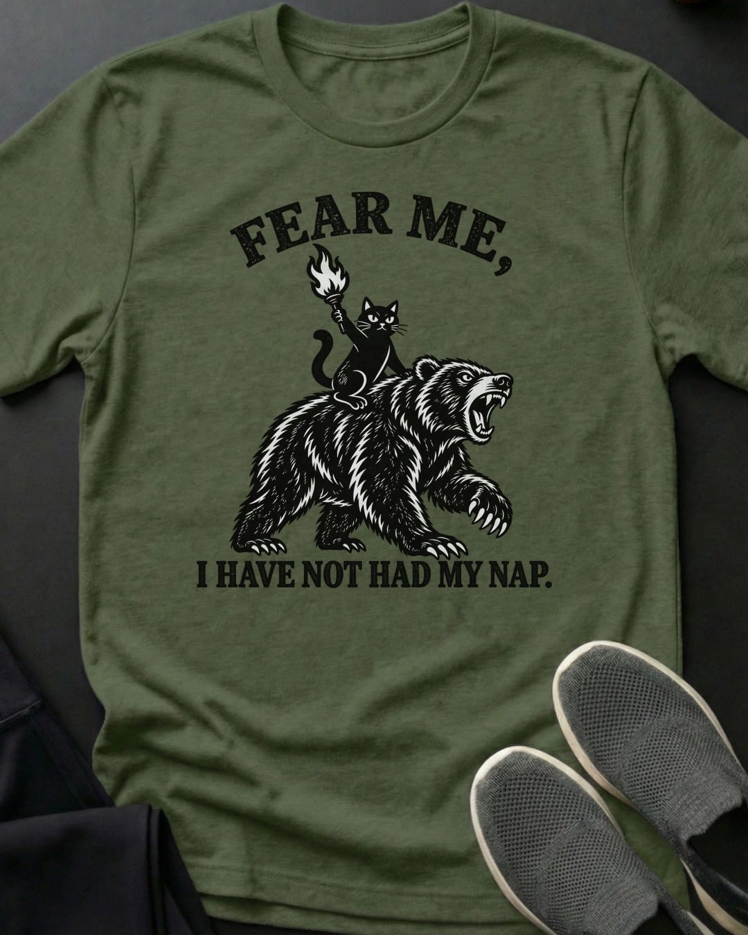 Fear Me No Nap Tee in Military Green
