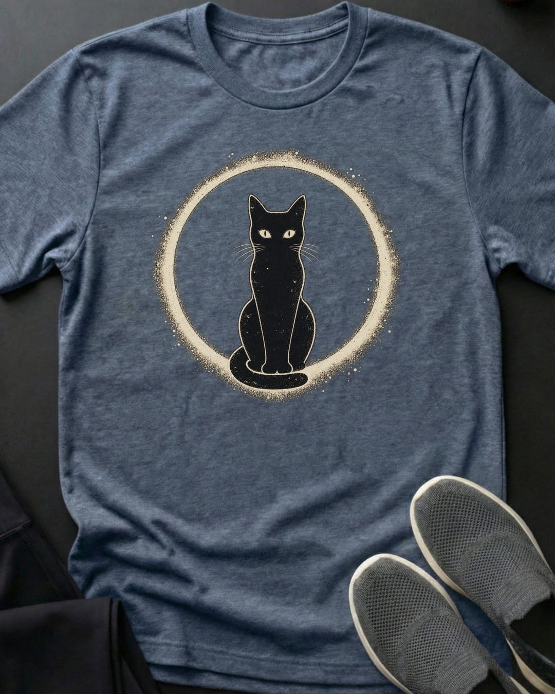 Halo Cat Tee in Heather Indigo
