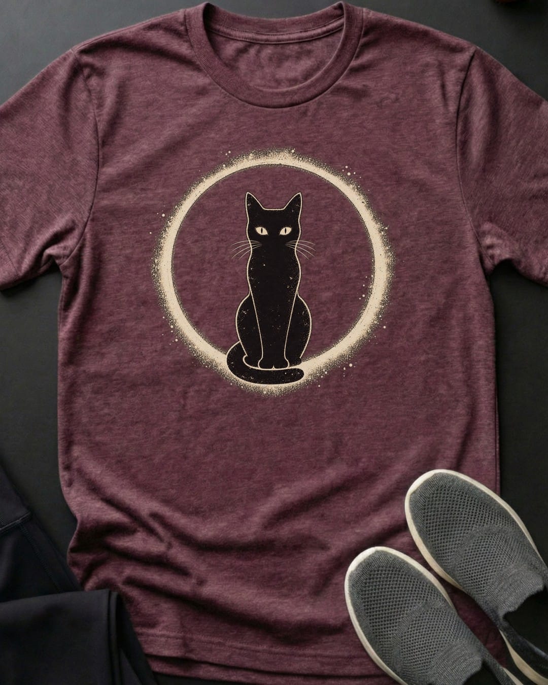 Halo Cat Tee in Heather Maroon