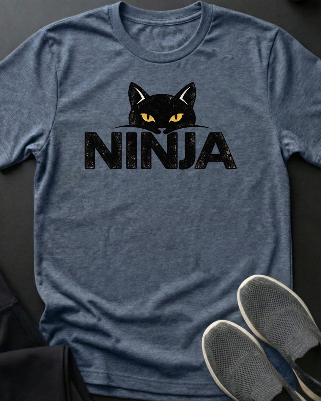 Ninja Peek Tee in Heather Indigo