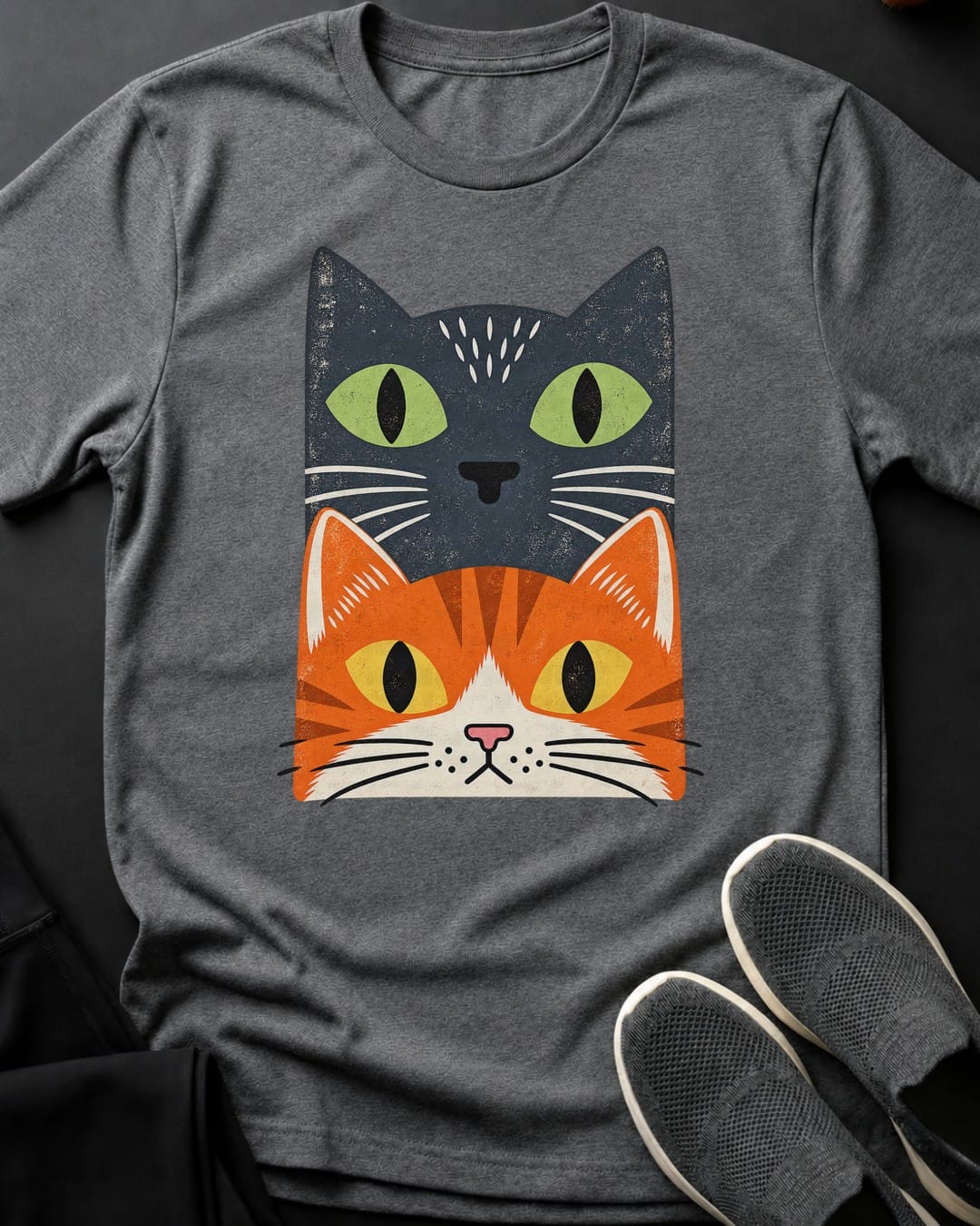Grey & Orange Stack Tee in Graphite Heather