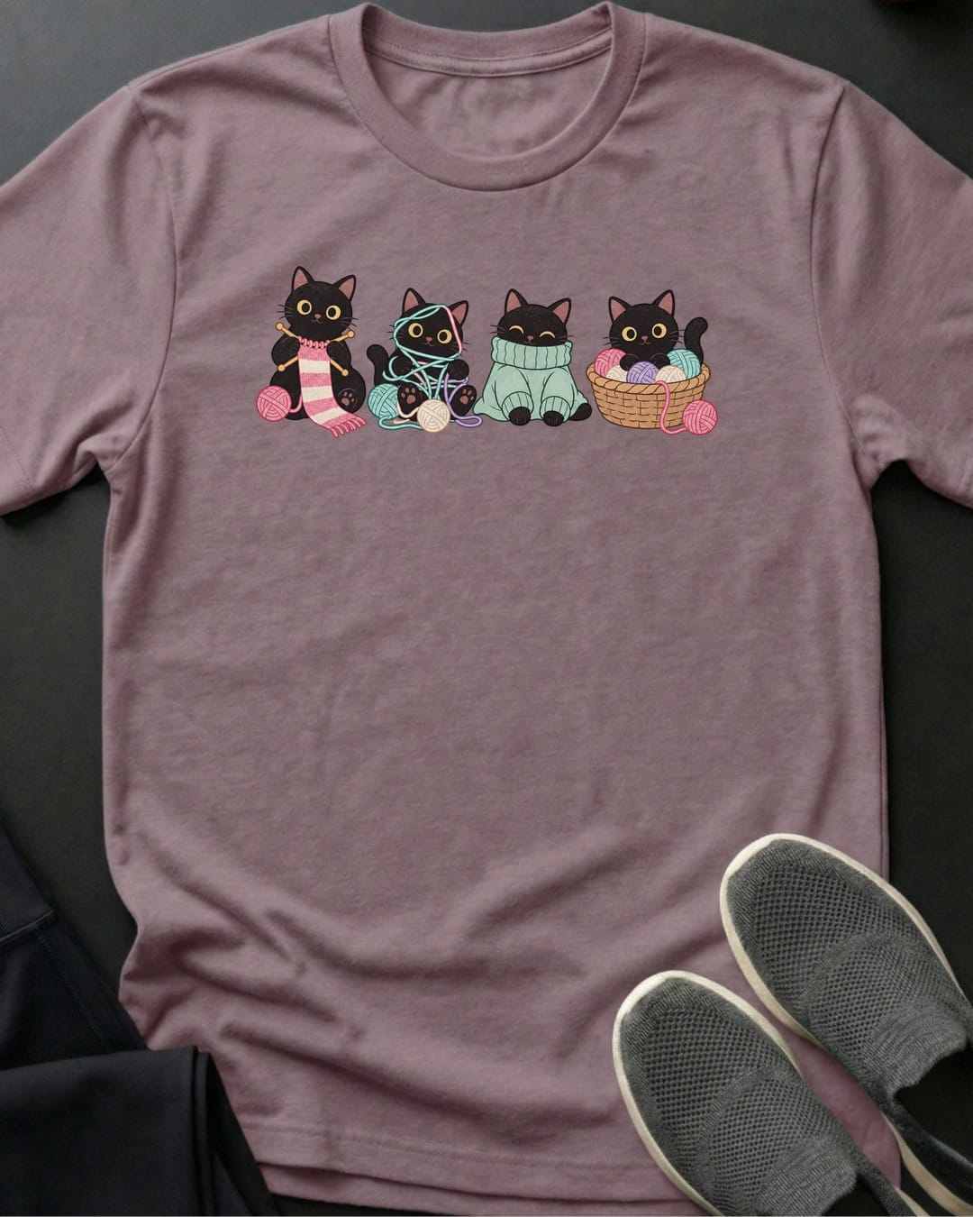 Knitting Cats Tee in Paragon