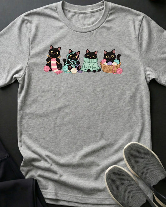 Knitting Kittens Tee in Sport Grey