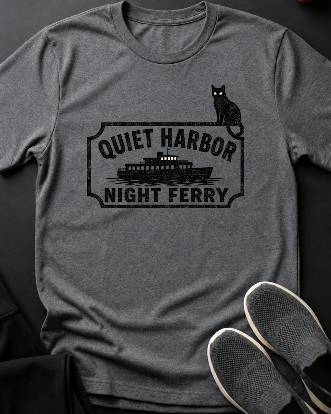 Quiet Harbor Night Ferry Tee in Graphite Heather