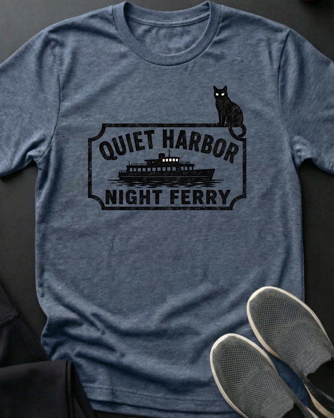 Quiet Harbor Night Ferry Tee in Heather Indigo