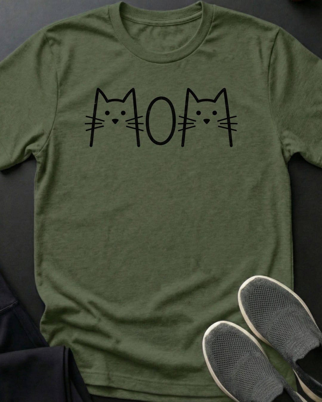MOM Cat Ears Tee in Military Green