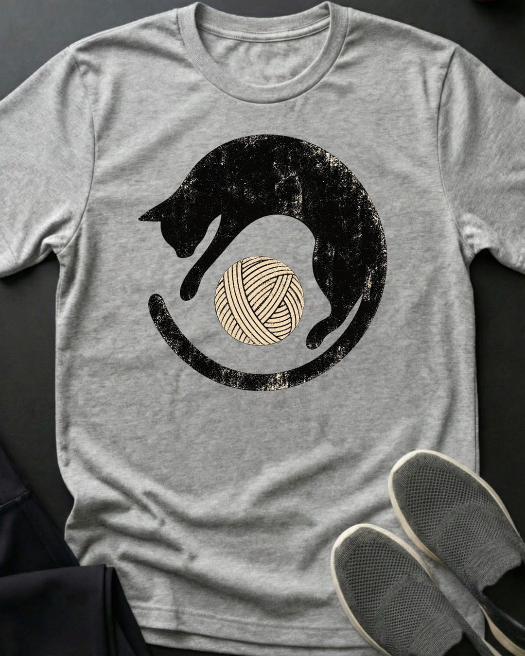 Yarn Circle Cat Tee in Sport Grey