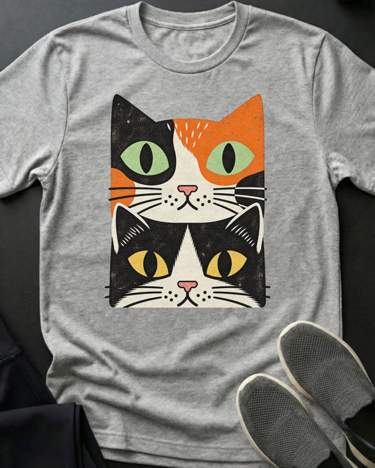 Calico & Tuxedo Stack Tee in Sport Grey