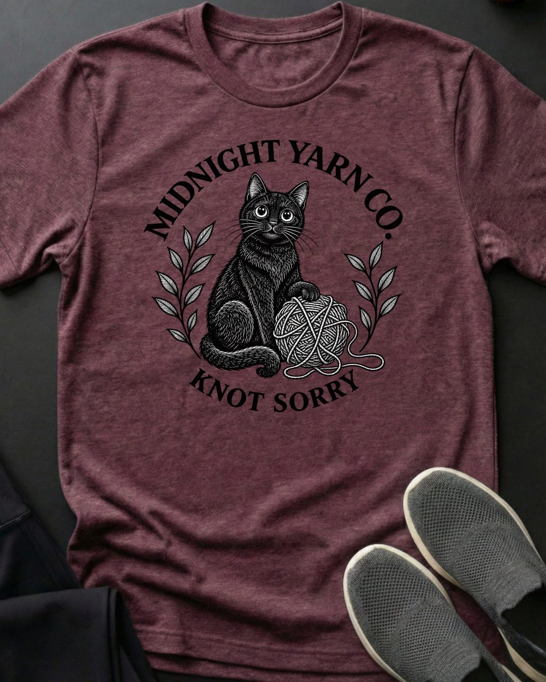 Midnight Yarn Co. Tee in Heather Maroon
