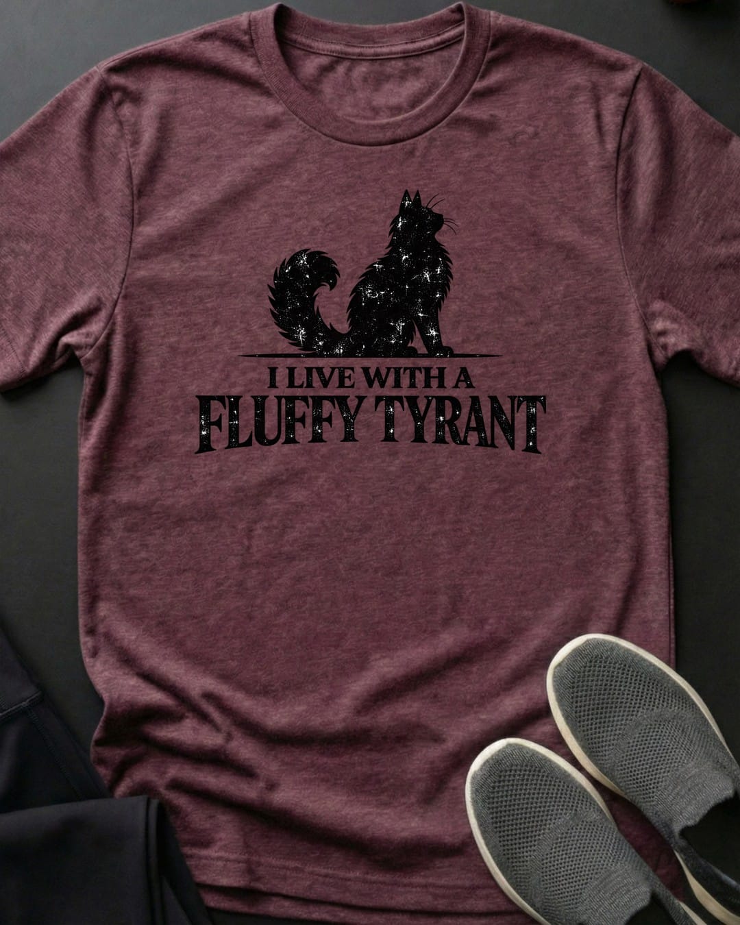 Fluffy Tyrant Tee in Heather Maroon