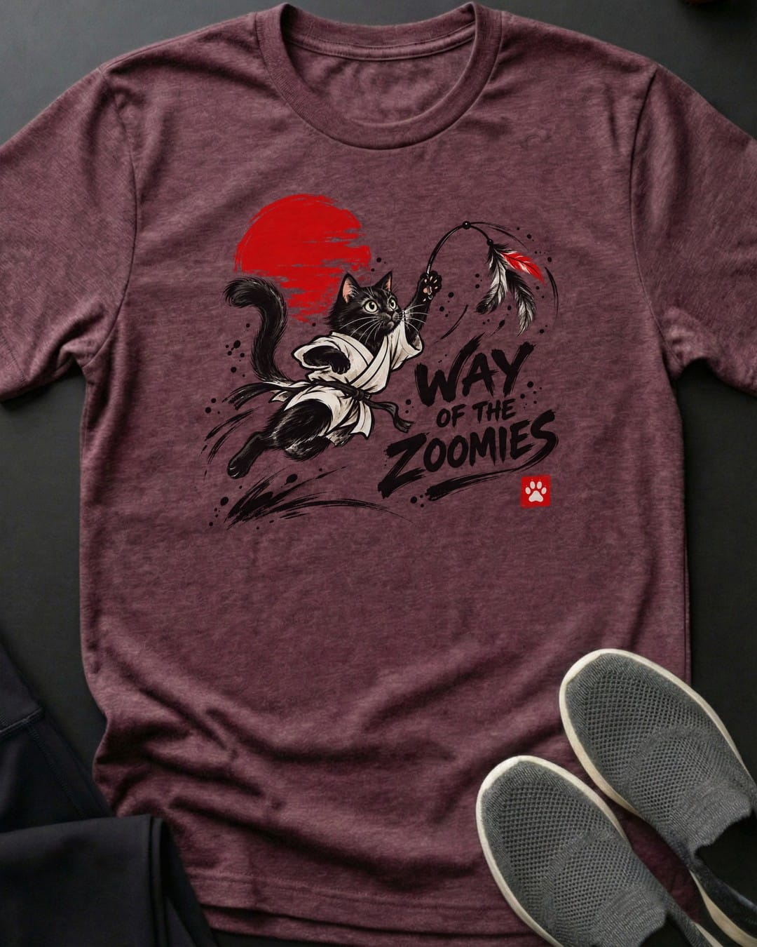 Way Of The Zoomies Tee in Heather Maroon