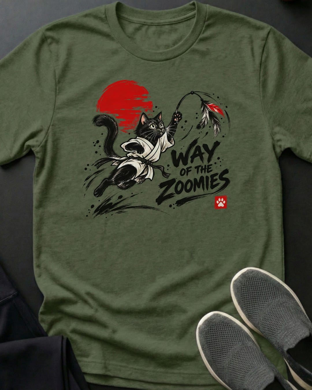 Way Of The Zoomies Tee in Military Green