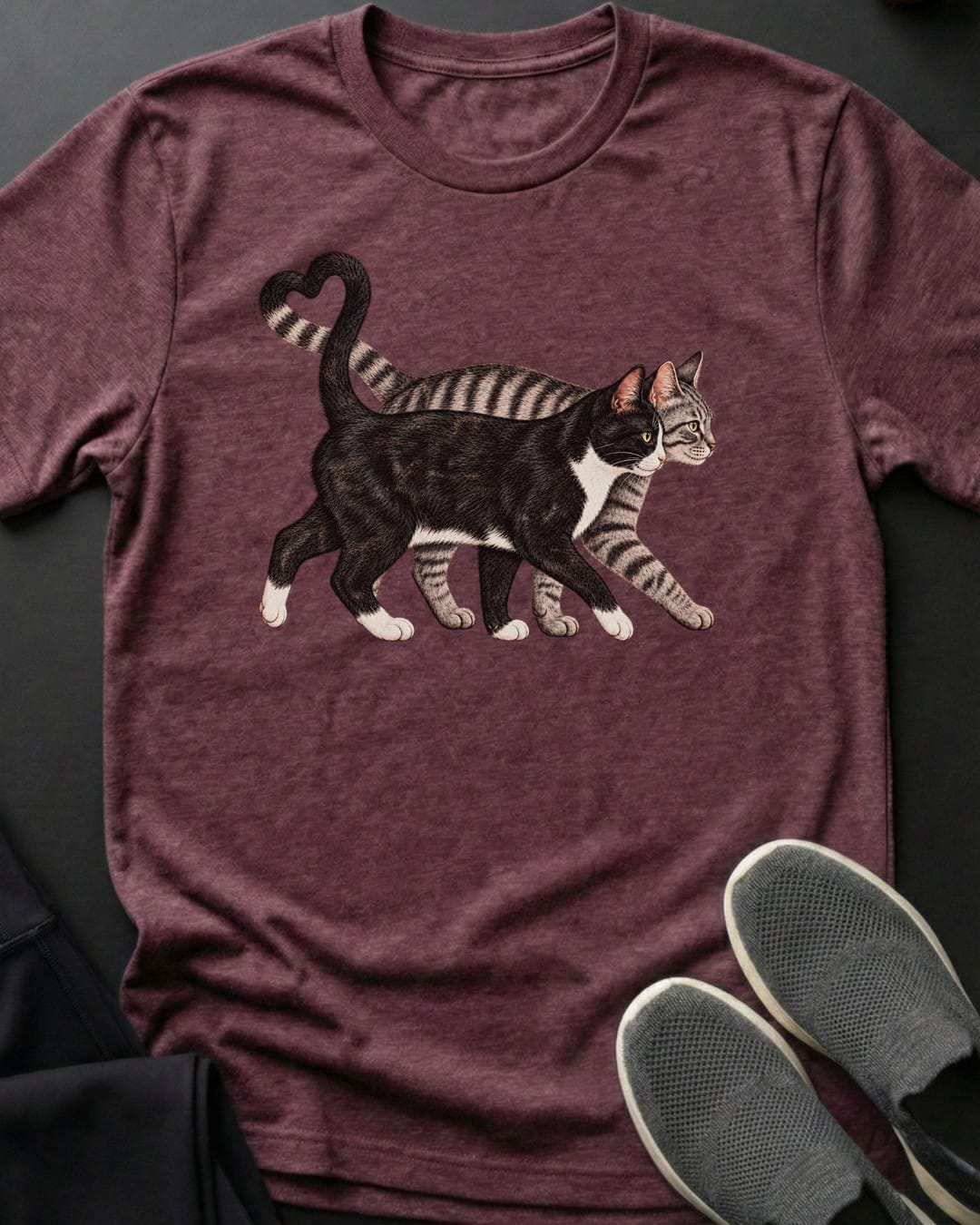 Tabby & Tux True Love Tee in Heather Maroon